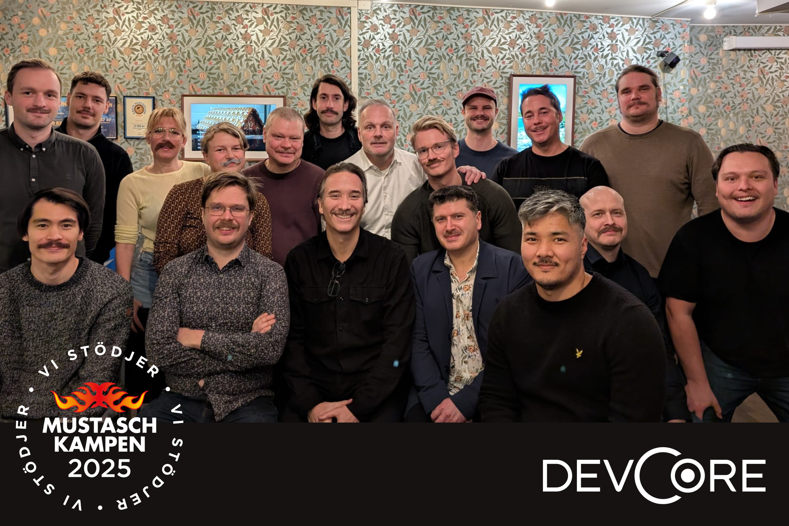 mustascher 2025 devcore skänker tiotusen kronor mustaschkampen prostatacancerförbundet